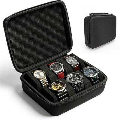 6 Slots Portable Watch Travel Zipper Case Wristwatch Smart Watch Storage Organizer Shockproof Display Holder Box