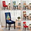 Festive Christmas Chair Cover Full Protection Stylish Cartoon Printed Dining Chair Set