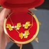 Vietnamese Sand Gold Osmanthus Zircon Jewelry Set: Gold-Plated Necklace, Stud Earrings & Ring for Women - Perfect Birthday Gift