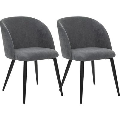 Set of 2 "Céleste" Imitation Oak Armchairs In Atmosphéra Corduroy - Grey