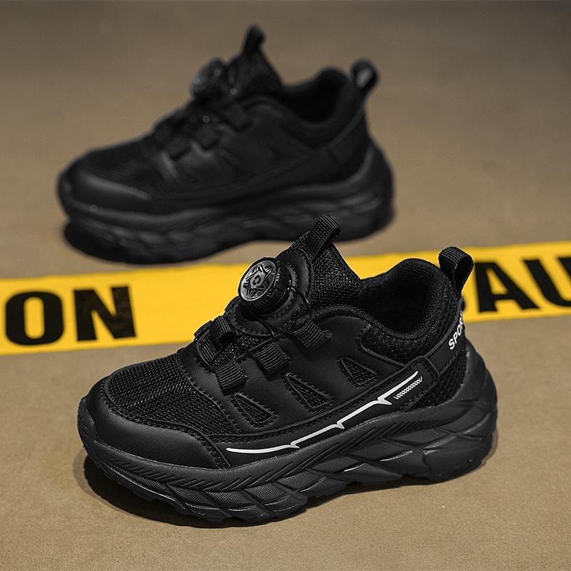 

2025 new boys and girls dad shoes non-slip and wear-resistant double mesh breathable and comfortable soft elastic sole primary school students 35 чёрный