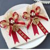 Forest Style Chinese Wedding Corsage Set: Bowknot Brooches for Groom, Bride, and Parents