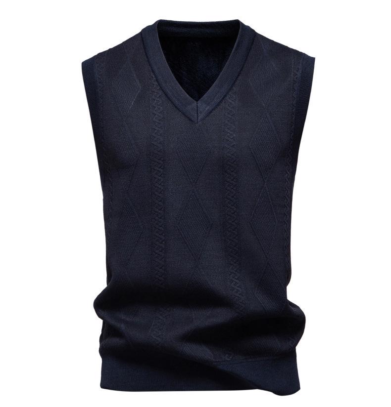 Men's Slim Fit Velvet-Thickened Knit Vest for Autumn/Winter