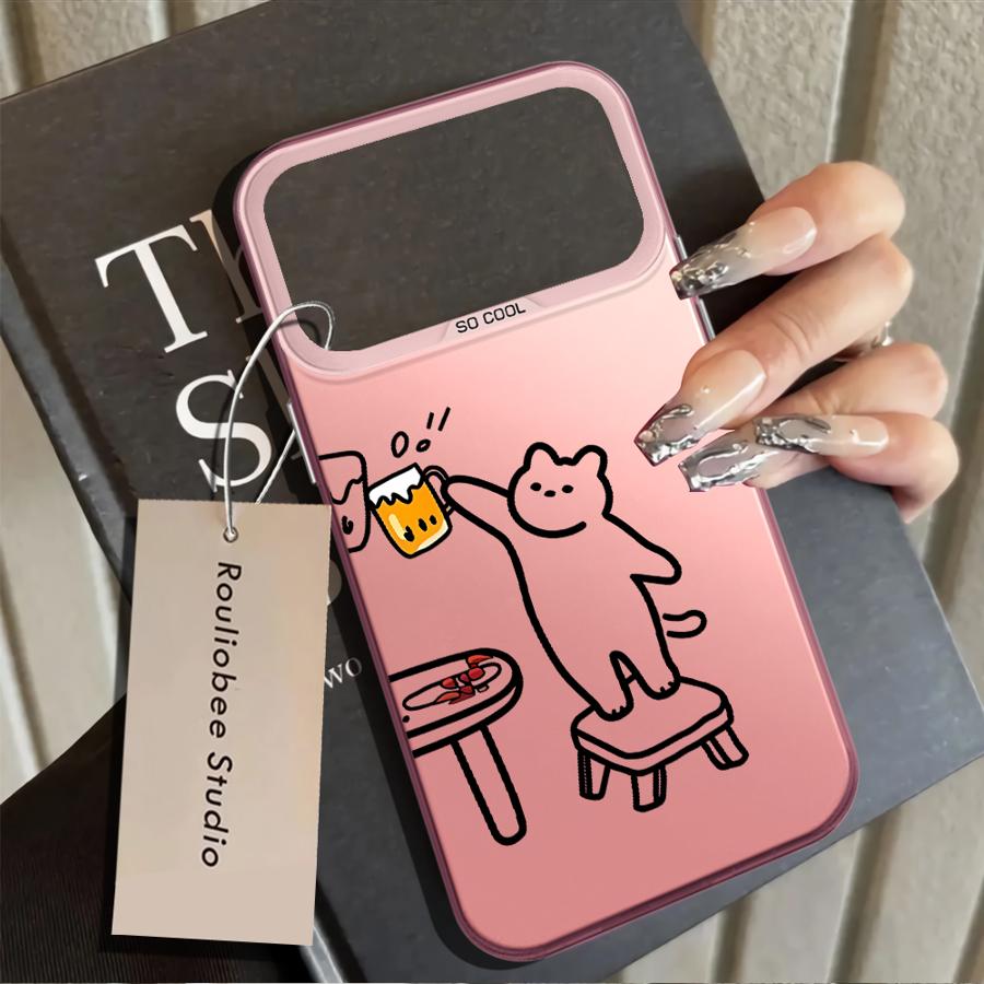 Funny Cat Clear Couple Paired Back Phone Cover Case for iPhone 17 Pro Max 16 11 14 XR XS Air 13 Pro 12 15 Plus