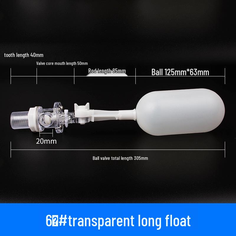 Adjustable Transparent Plastic Float Valve for Water Tanks - Install At Any Angle