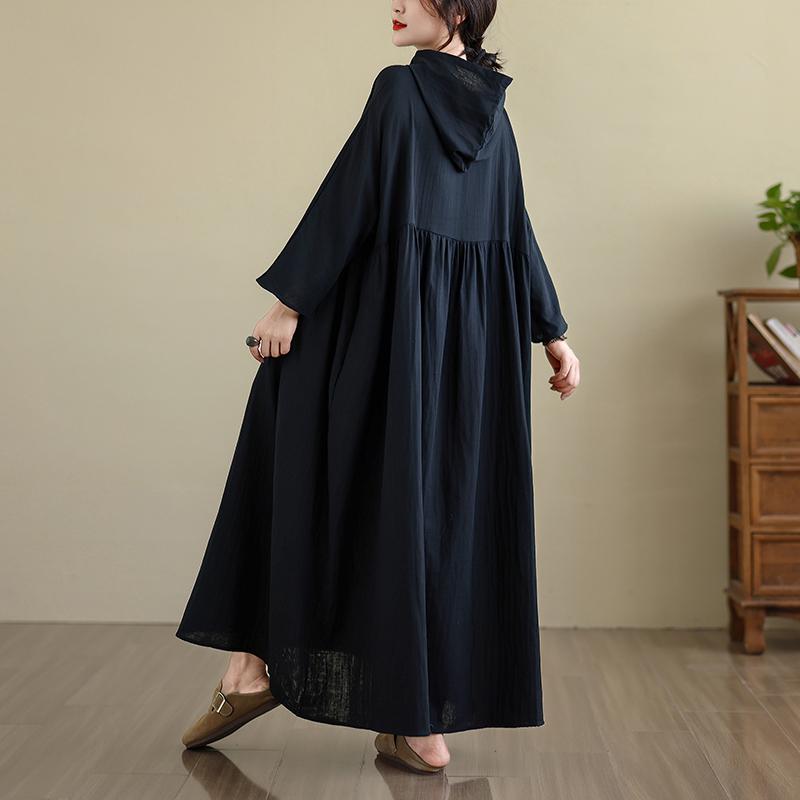 

DIMANAF 2025 Женское платье-рубашка большого размера, длинное, свободного кроя, с круглым вырезом, с принтом, повседневное, цветочное, оверсайз, с длинным рукавом 5055 one size чёрный