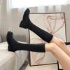 2021 autumn and winter new white boots women's flat boots but knee boots thin boots knight boots thin tall boots