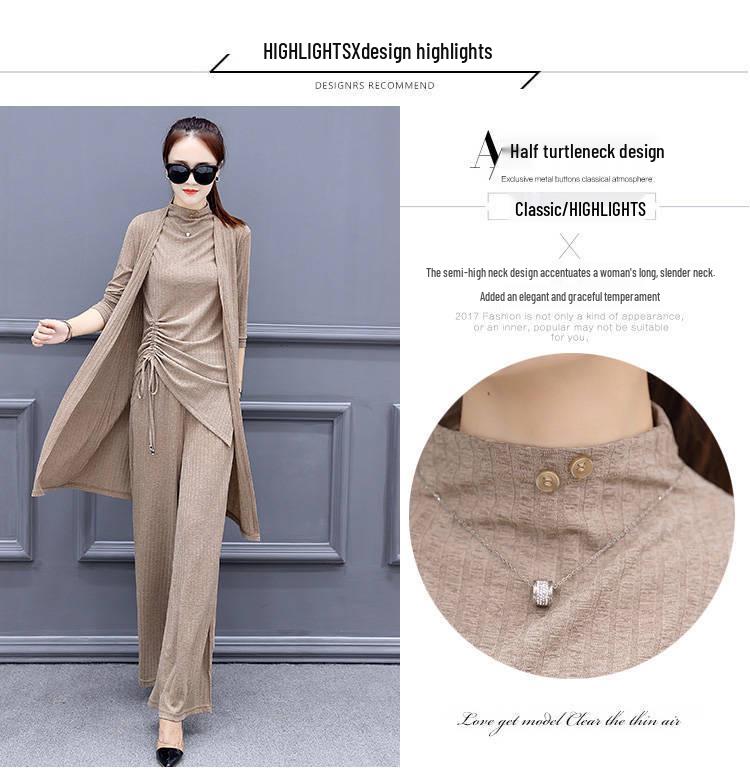 Women's Korean Style Elegant Plus Size Slimming Three-Piece Spring and Autumn Fashion Set