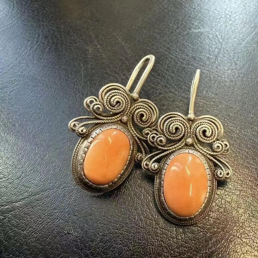 Retro Tibetan Earrings Ethnic Style Versatile Nepalese Niche Earrings Jewelry Stud Earrings Women