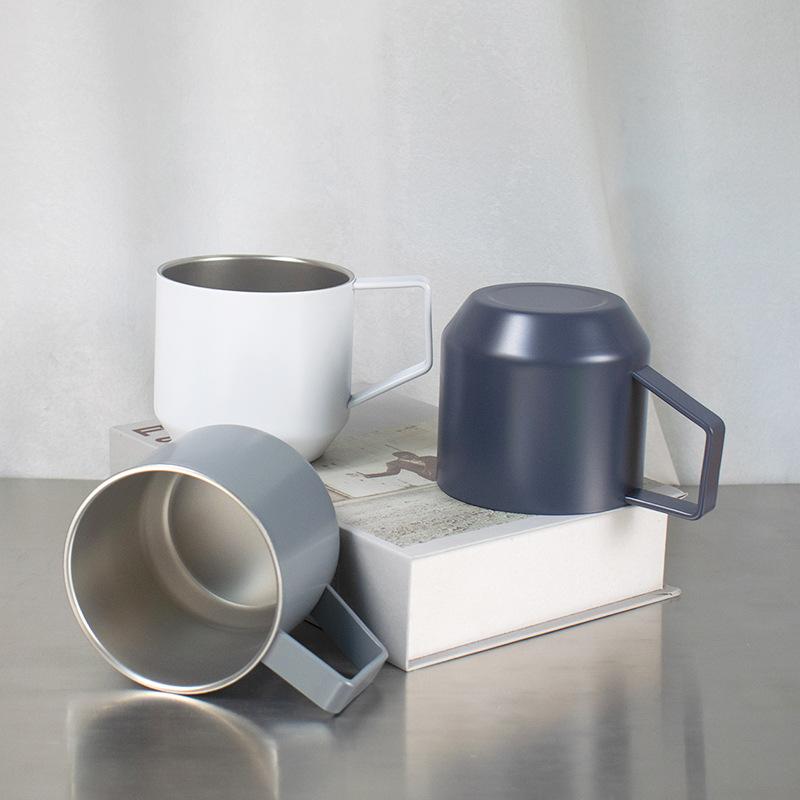 stainless steel coffee cup, double-layer heat-insulated water cup 304 mug promotional gift, office desktop water cup.