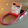 Etui do Samsung z flip6 Urocze Etui na Telefon do Samsung Galaxy Z Flip6 ze Stylusem, Kawaii Etui z flip 6 3D Królik Senny Kolor Czerwony Różowy Pokrowiec