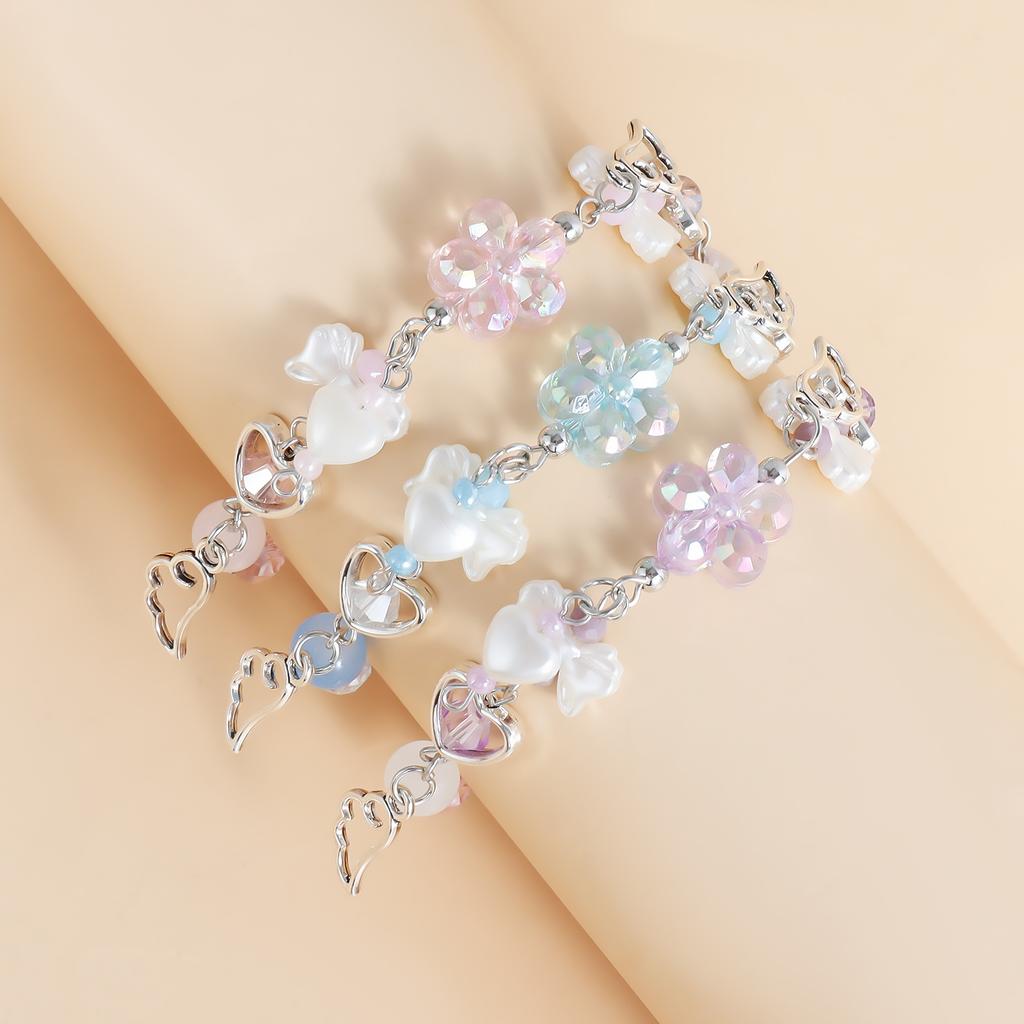 Y2k Bead Bracelet With Women's Countryside Style And Ice Transparency, Colorful Love Bow, Cloud Tassel Bracelet Suitable Parties