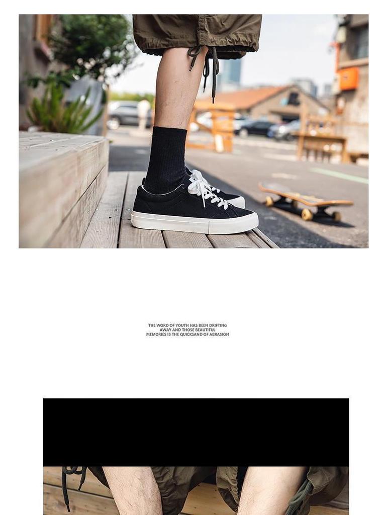 Black Canvas Men's Versatile Casual Shoes, Autumn 2025 Trend – Ideal for Spring and Fall