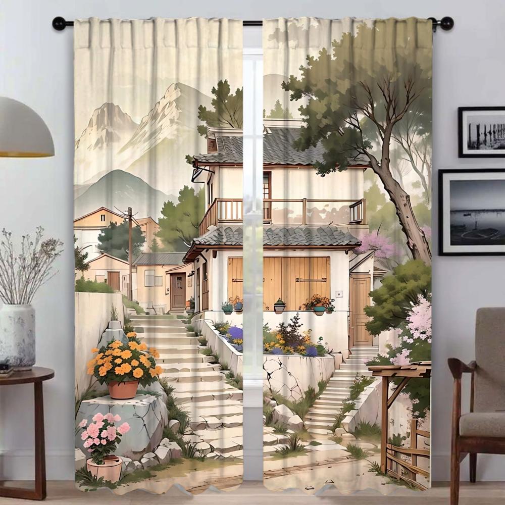 Autumn Days Myggnät 2 Delar Tyll för Sovrum Mörkläggningsgardin Avskärmning Rullgardiner Heminredningsgardiner Rum