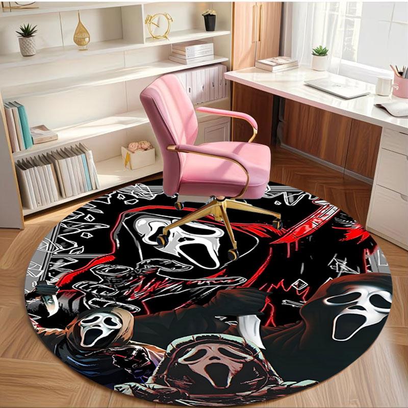 Ghostface Print Round Rug, Washable Floor Carpet, For Entryway Dorm Laundry Room Office Study, Home Decor Birthday Christmas Gift