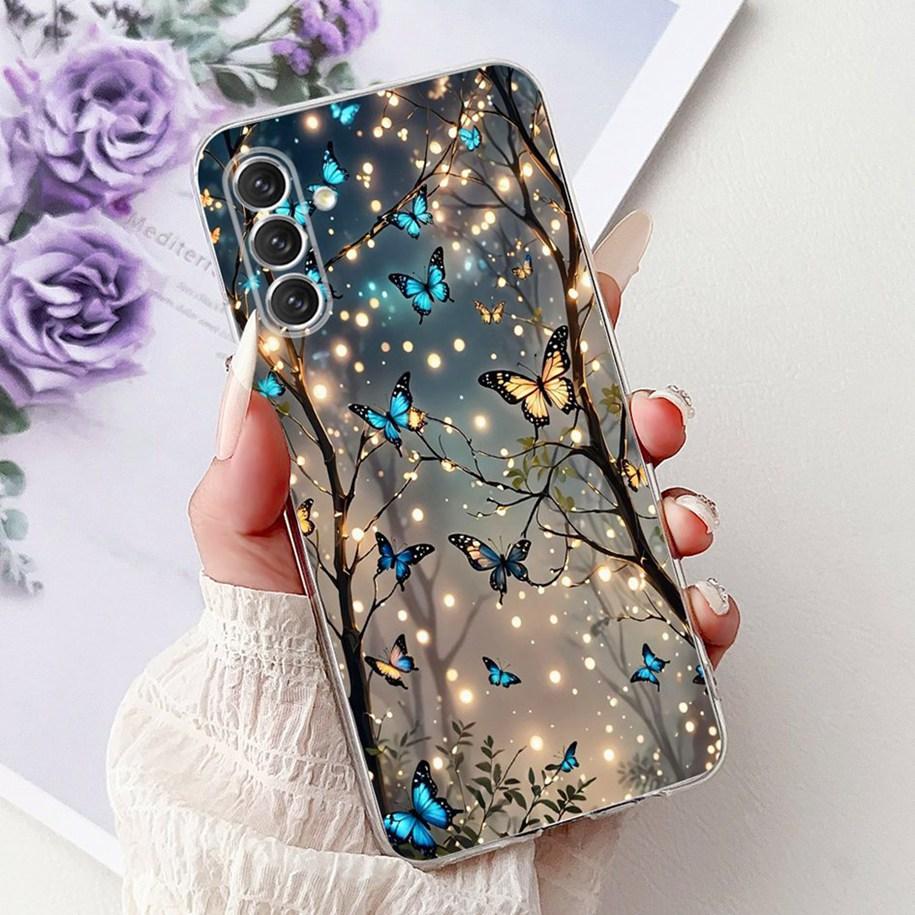 For Samsung Galaxy A24 4G Case SM-A245F Cover Fashion Flower Marble Soft Silicone Phone Covers For Samsung A14 A34 A54 5G Fundas