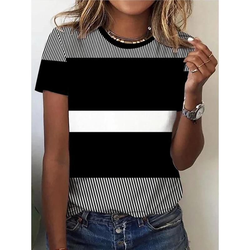 Summer New Loose and Trendy 3D Printed Casual Round Neck Short Sleeved T-shirt