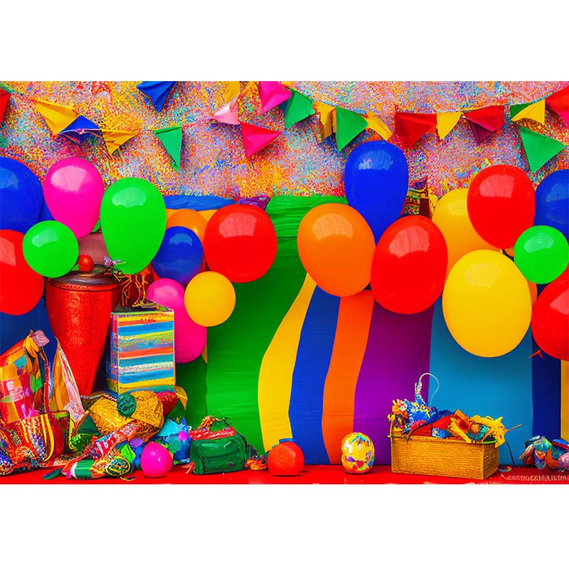 Bonvvie Photography Background Colorful Balloon Baby 1st Birthday Party Decoration Banner Photobooth Backdrop for Photo Studio6