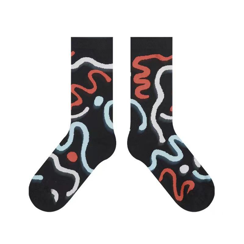 

Женские носки до середины икры Символ Космос Модные носки Студенческие женские носки Поп-стиль Носки в полоску 1 pair