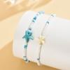 2Pcs Starfish Beaded Beaded Anklets Chain Set Bohemian Style Foot Bracelets  Jewelry Accessories