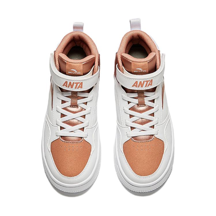 Anta Comfortable Versatile Wear-Resistant High-Top Kids Skate Shoes Kids Sneakers Platinum A22438004-2