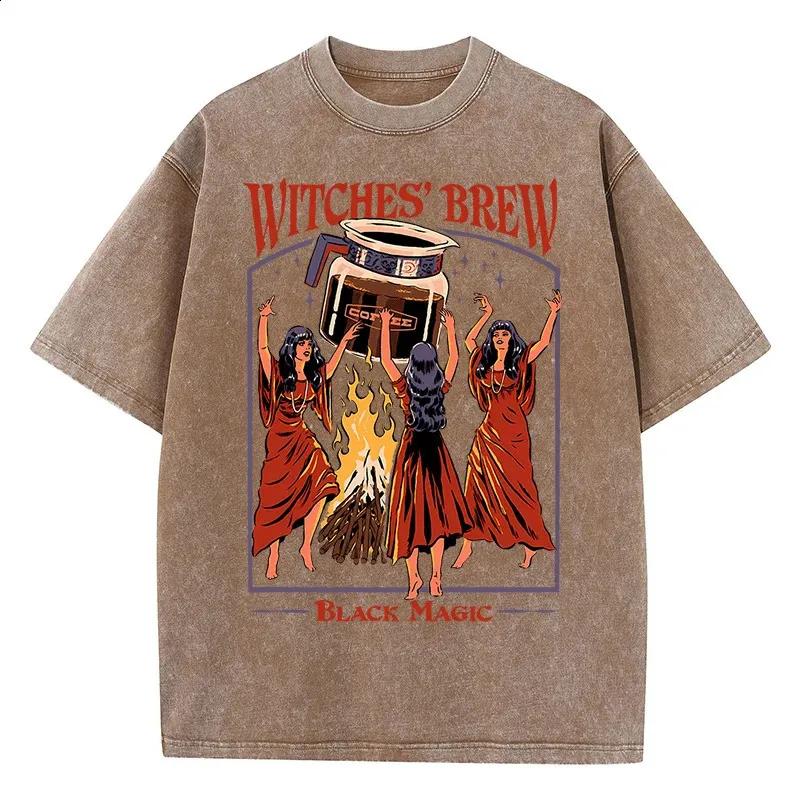Witches Brew Coffee Black Magic Washed Retro Snow Mens T Shirt Summer Clothes Casual Tee Clothes T-Shirt Cotton Breathable Tops 260519 S разноцветный