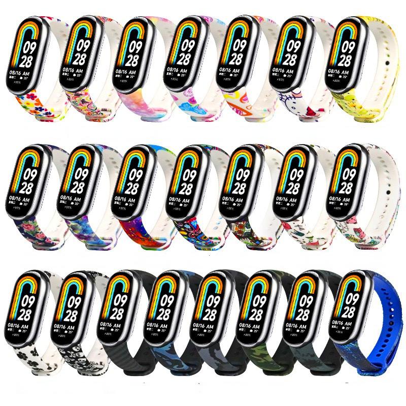 

Камуфляжный ремешок для умных часов Miband 8 7 6 5, силиконовые ремешки на запястье для Xiaomi Mi Band 8, сменный браслет-браслет