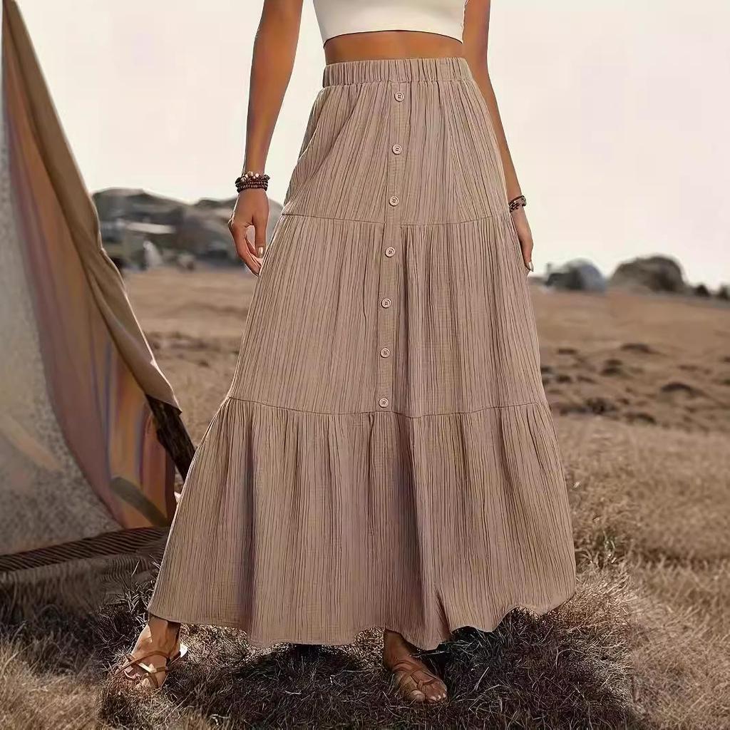 2024 Spring & Autumn Women's Patchwork Long Dress Midi Skirt