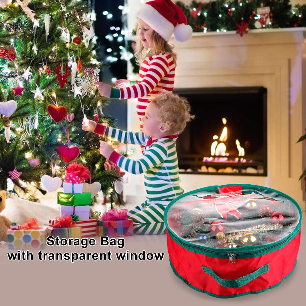 Xmas Wreath Storage Bag with Clear Window Extra Large Garland Xmas Wreath Container for Holiday