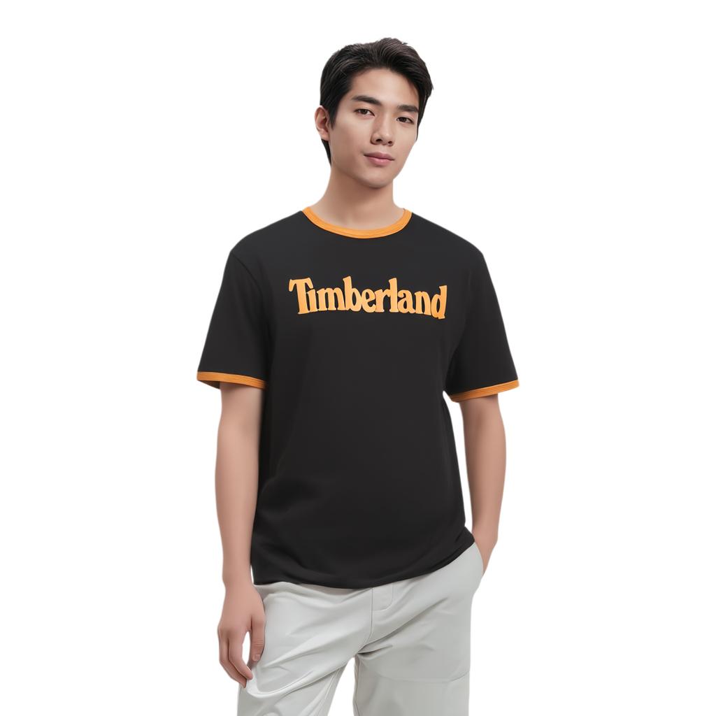 Timberland Letter Print Round Neck Outdoor Casual Short Sleeve T-Shirt Men Tops Black A6RKS-P56