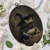Gnmduw Moody Gothic Frog Oval Wall Art Framed, Goblincore Western Frog Canvas Prints Hanging Decor, Dark Moody Academia Halloween Wall Decor for