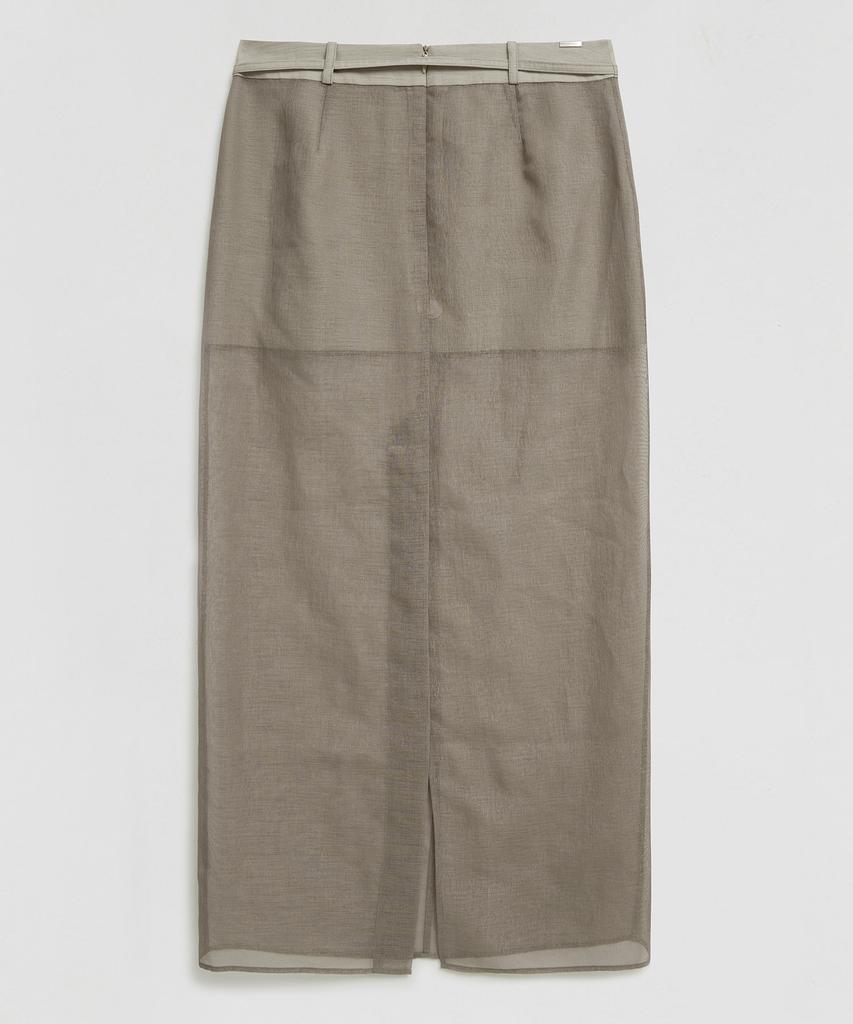 El Mood Woman Sheer Layered Skirt Linen Beige