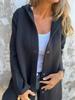 2025 Women's Solid Color Hooded Casual Jacket with Single-Breasted Design