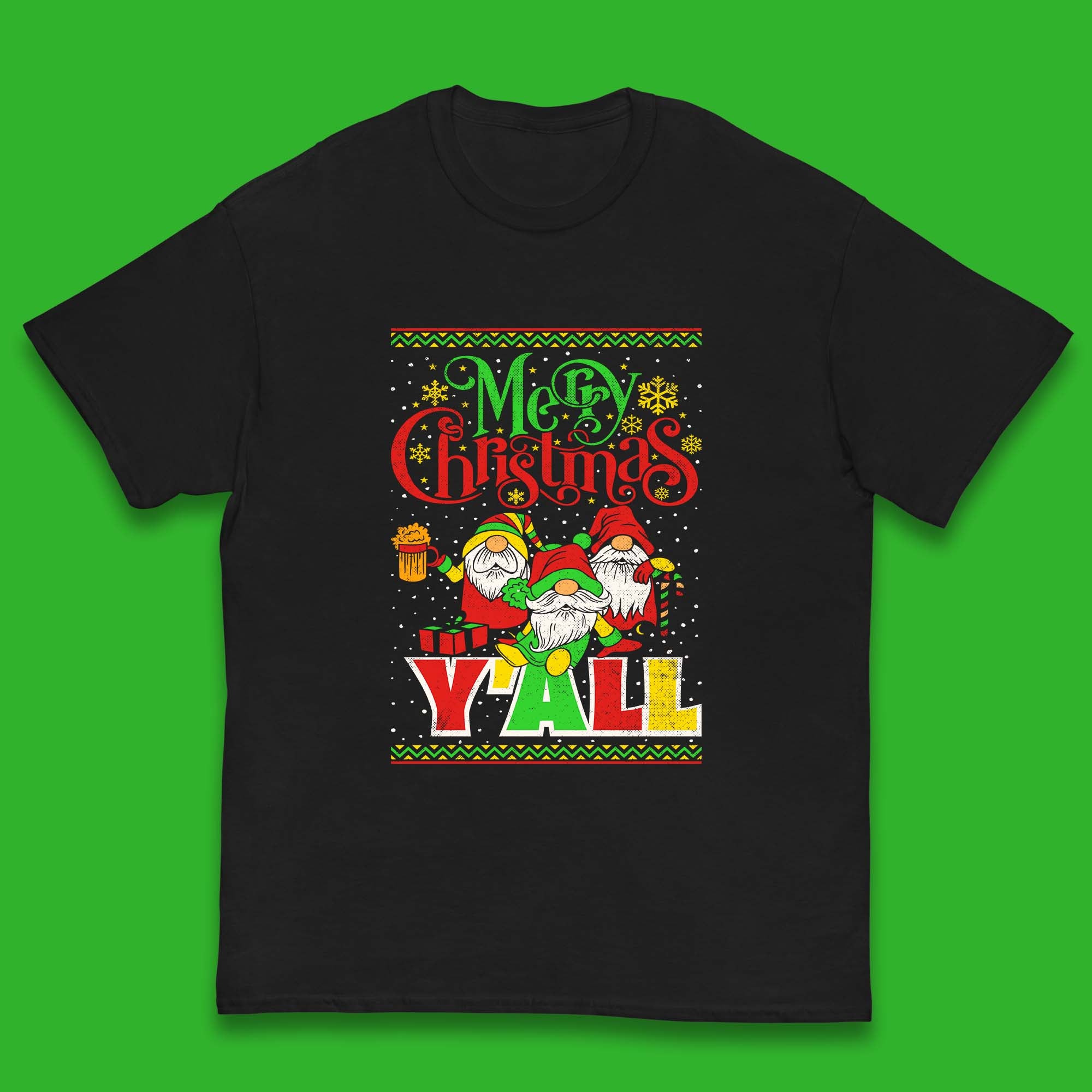 Gnomes Merry Christmas Y all Kids T Shirt 100