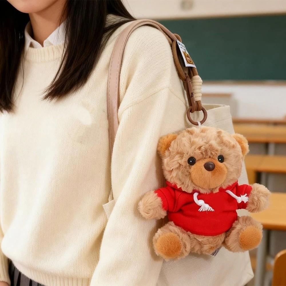 Kawaii Bär Plüsch Schlüsselanhänger Cartoon Kleiner Bär Stofftier Puppe Kapuzenpullover Bär Anhänger Dekoration