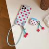 Strawberry Bow Blue Cross-Body iPhone 16/17 Pro Max Phone Case for Apple 15/14