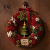 Christmas Poke Art Wreath DIY Kit, 3D Fabric Santa Snowman Elk Xmas Tree Set, Holiday Front Door Decor Crafts
