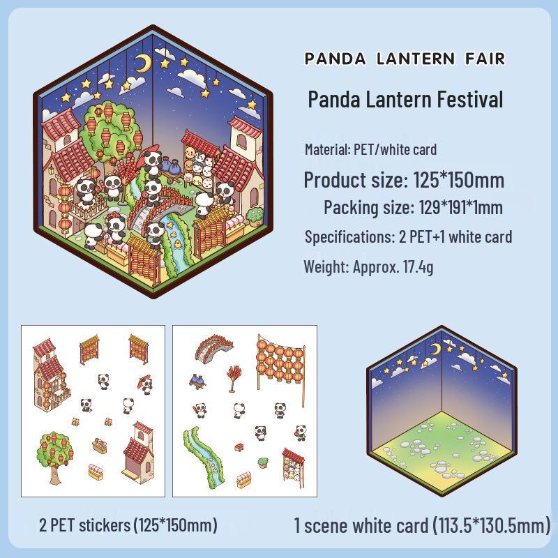 Panda House 3D Cartoon Pet Stickers: DIY Miniature Landscape & Educational Journal Decorations
