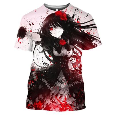 Mangos Date A Live Tokisaki Kurumi Seksualios Merginos Otaku Grafiniai 3D Marškinėliai Anime Trumpomis Rankovėmis Harajuku Marškiniai Vyrams Marškinėliai Viršūnės