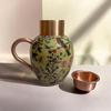 Floral Galore Royal Surai Design Copper Jug Pitcher, Storage and Serving Water, Health Benefits (1.5 Litres) (Flower Yello)