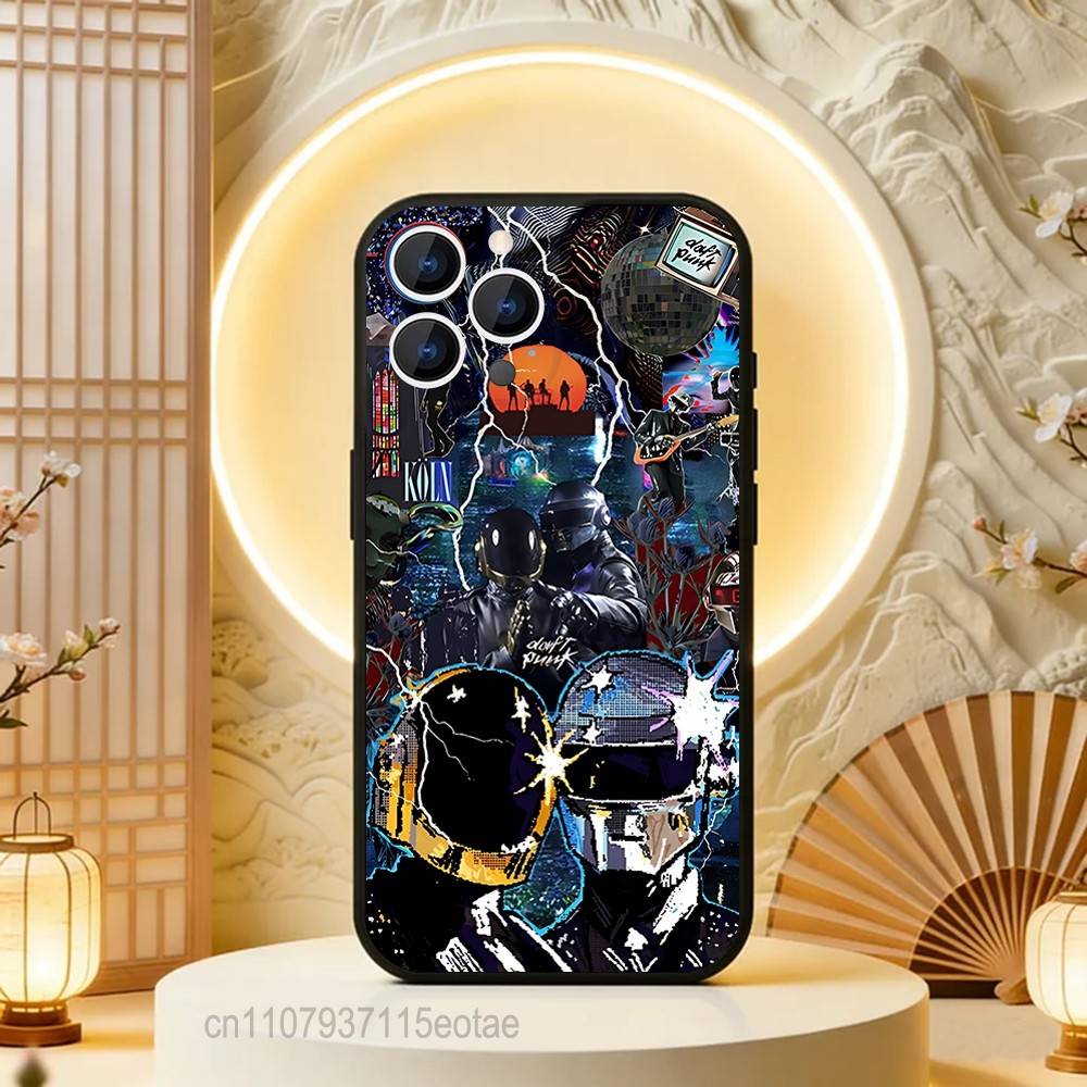 Daft P-Punk Band Phone Case Silicone Soft For IPhone 16,17,15,11,13,12,14,Mini,Pro,Max,Plus,Air,E Black