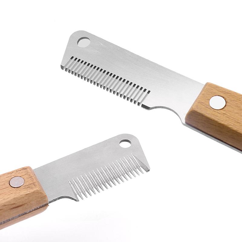 2pcs Professional Dog Hair Remover with Comfort Wooden Handle Durable Skin-friendly Stainless Steel Cat Brush Dog Grooming Comb