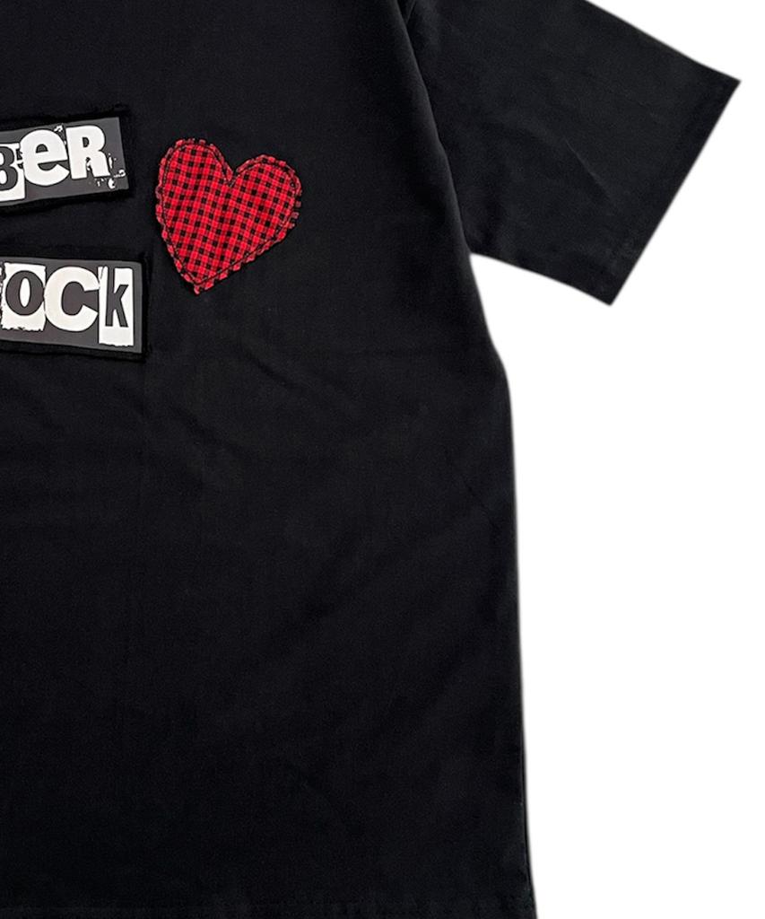 SK8ER ROCK Love Rock Patchwork T-Shirt ((Black))