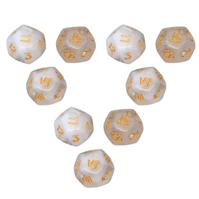 Ensemble de 9 dés polyédriques en plastique imperméable, léger, portable, dés de jeu de table pour voyage, pique-nique, blanc