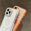 For iPhone 15 Pro Magnetic Case TPU Acrylic Phone Back Cover with Lens Film and Kickstand