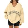 Women's Loose And Comfortable Letter V-neck Sportswear Long-sleeved Sweatshirt Daily Matching Clothes