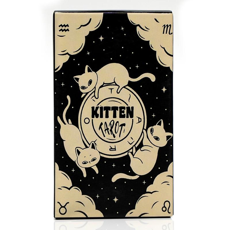 Kitten Tarot Deck 78Pcs Cute Black and White for Beginners Version Mysterious Board Game Fun Fortune Telling Kit
