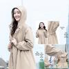 Korean Style Women's Mid-Length Waist-Hugging Waterproof Windbreaker Raincoat for Electric Vehicles