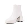 Candy Color Women Boots Custom Square Toe Patent Leather High Heels Ankle Boots Women Platform Shoes Winter Pumps Botas WSH4986