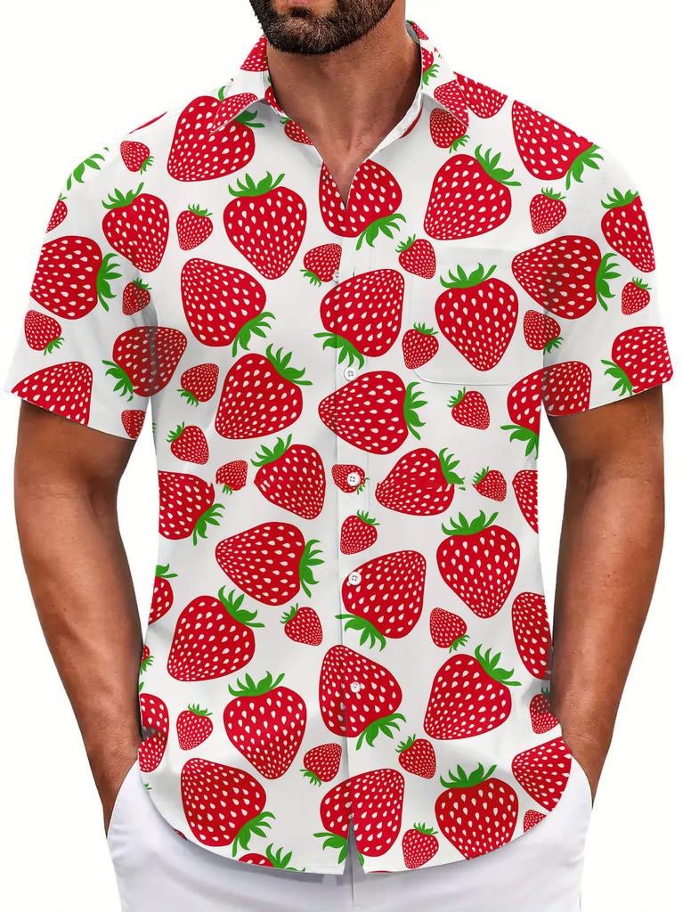 Summer Short Sleeve Flower Shirt Men'S Beach Large Size Casual 3D Digital Printing Men'S Shirt Tide